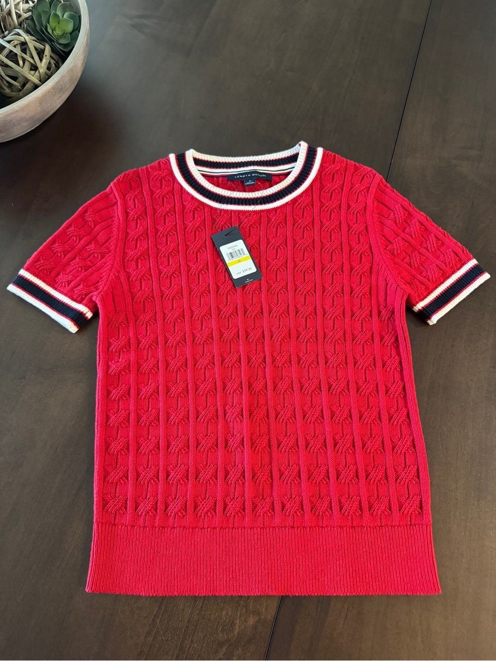 Women’s Tommy Hilfiger Cable-Knit Short Sleeve Sweater